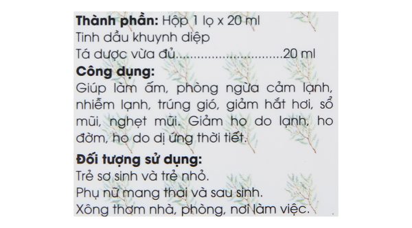 Tinh dầu khuynh diệp Con Yêu giữ ấm, giảm ho do cảm lạnh chai 20ml