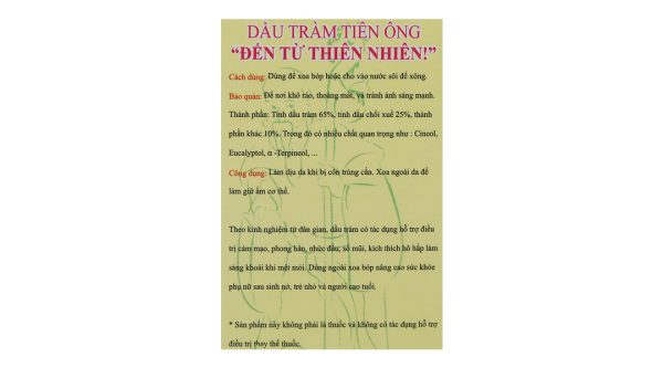 Dầu tràm Tiên Ông làm dịu da, giữ ấm cơ thể chai 10ml