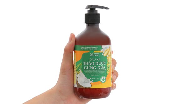 Dầu xả thảo dược Gừng dừa Cocay Hoala giúp tóc mềm mượt, giảm khô xơ chai 440g