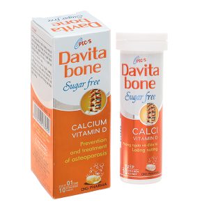 Viên nén sủi bọt Davita bone Sugar Free phòng và điều trị bệnh loãng xương tuýp 10 viên