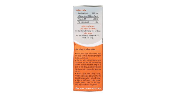 Viên nén sủi bọt Davita bone Sugar Free phòng và điều trị bệnh loãng xương tuýp 10 viên