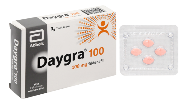 Daygra 100 dùng trong rối loạn cương dương, mất khả năng cương cứng (1 vỉ x 4 viên)