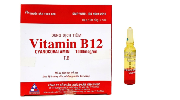 Dung dịch tiêm Vitamin B12 Vinphaco 1000mcg/ml điều trị trường hợp thiếu máu (100 ống x 1ml)