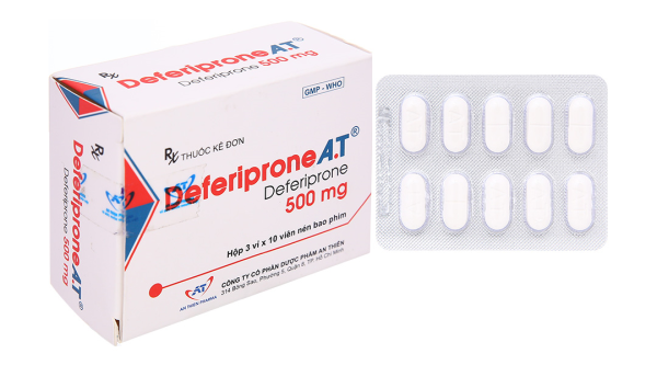 Deferiprone A.T 500mg trị quá tải sắt ở bệnh nhân Thalassemia (3 vỉ x 10 viên)