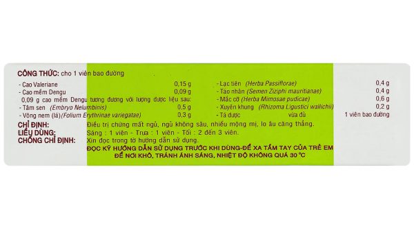Dengu trị mất ngủ, ngủ không sâu, lo âu (3 vỉ x 10 viên)