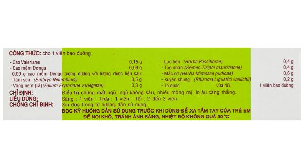 Dengu trị mất ngủ, ngủ không sâu, lo âu (3 vỉ x 10 viên)