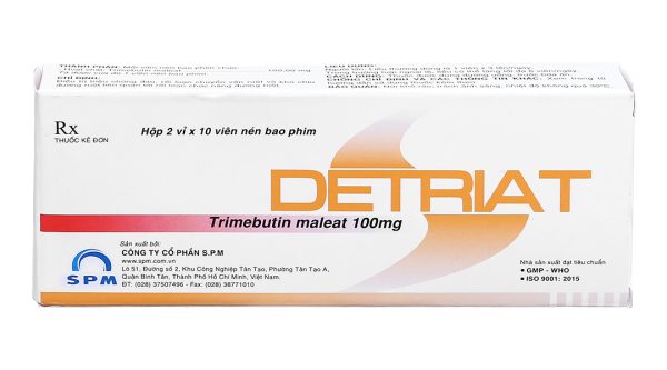 Detriat 100mg giảm đau do co thắt tiêu hóa (2 vỉ x 10 viên)
