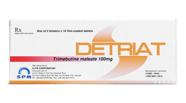 Detriat 100mg giảm đau do co thắt tiêu hóa (2 vỉ x 10 viên)