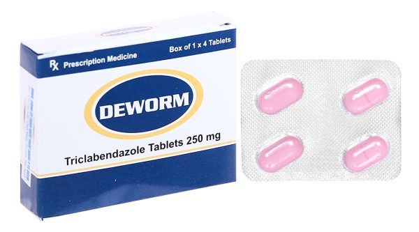 Deworm 250mg trị sán lá gan, lá phổi (1 vỉ x 4 viên)