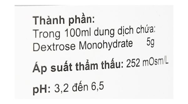 Dịch truyền 5% Dextrose In Water bổ sung nước và năng lượng chai 500ml