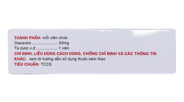 Diacerein TNP 50mg trị thoái hóa khớp hông hoặc gối (3 vỉ x 10 viên)