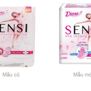 Băng vệ sinh Diana Sensi khô thoáng cho da, siêu mỏng cánh gói 8 miếng