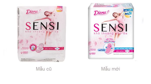 Băng vệ sinh Diana Sensi khô thoáng cho da, siêu mỏng cánh gói 8 miếng