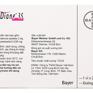 Diane 35 trị mụn trứng cá mức độ vừa đến nặng, tránh thai hằng ngày (1 vỉ x 21 viên)