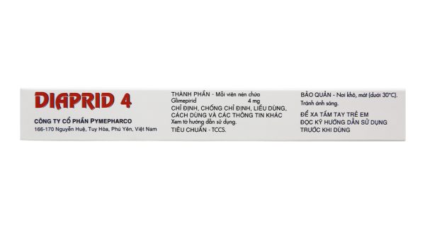 Diaprid 4 trị đái tháo đường tuýp 2 không phụ thuộc insulin (2 vỉ x 15 viên)