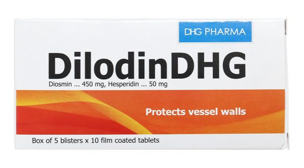 DilodinDHG trị chứng liên quan đến cơn trĩ cấp và bệnh trĩ mạn (5 vỉ x 10 viên)
