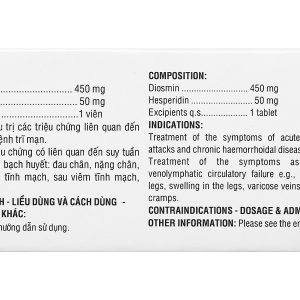 DilodinDHG trị chứng liên quan đến cơn trĩ cấp và bệnh trĩ mạn (5 vỉ x 10 viên)