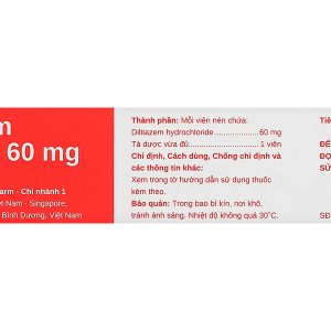 Diltiazem Stella 60mg trị và dự phòng đau thắt ngực (3 vỉ x 10 viên)