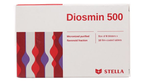 Diosmin 500 trị trĩ, suy giãn tĩnh mạch (6 vỉ x 10 viên)