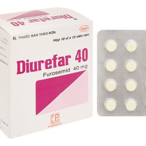 Diurefar 40 trị phù do suy tim, xơ gan, bệnh thận, tăng huyết áp (10 vỉ x 12 viên)