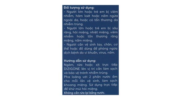 Dung dịch Dizigone loại bỏ vi khuẩn chai 300ml