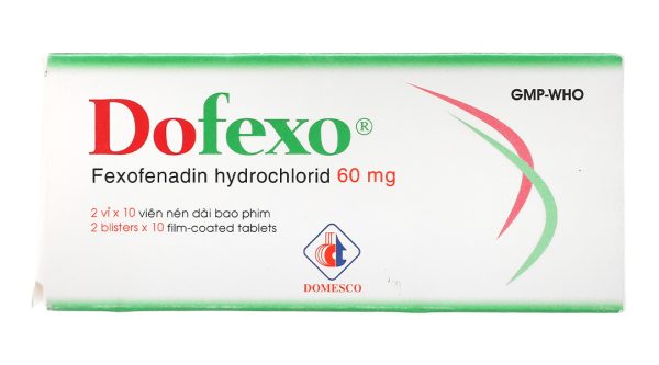 Dofexo 60mg trị viêm mũi dị ứng, mày đay (2 vỉ x 10 viên)