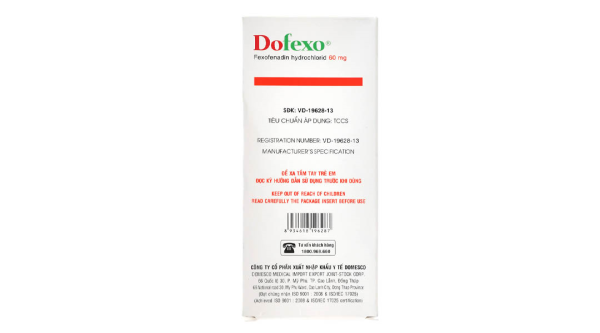 Dofexo 60mg trị viêm mũi dị ứng, mày đay (2 vỉ x 10 viên)