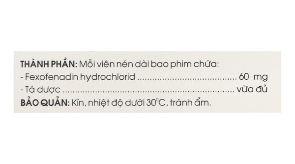 Dofexo 60mg trị viêm mũi dị ứng, mày đay (2 vỉ x 10 viên)