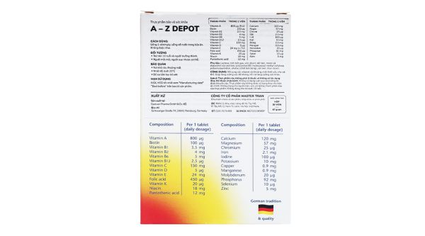 Doppelherz Aktiv A-Z Depot bổ sung vitamin và khoáng chất hộp 30 viên