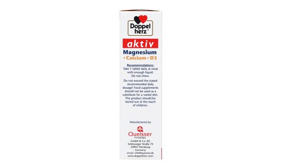Doppelherz Aktiv Magnesium + Calcium + D3 giúp cơ, xương khỏe mạnh hộp 30 viên