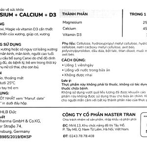 Doppelherz Aktiv Magnesium + Calcium + D3 giúp cơ, xương khỏe mạnh hộp 30 viên