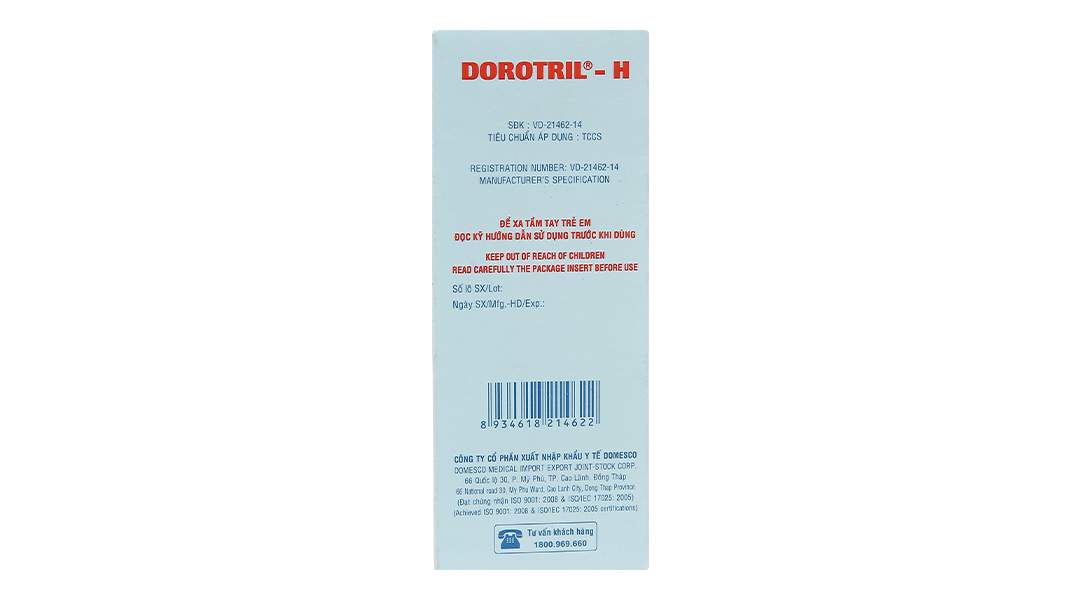 Dorotril - H 20mg/12.5mg trị tăng huyết áp (2 vỉ x 14 viên)