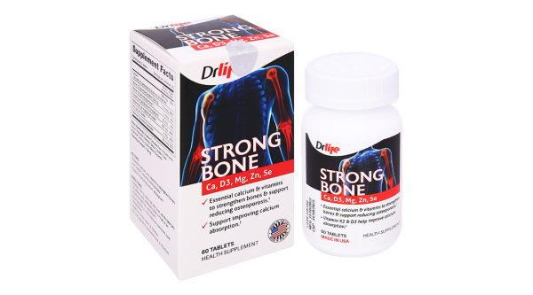 Drlife Strong Bone bổ sung canxi, ngừa loãng xương chai 60 viên