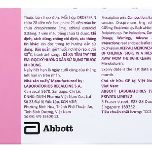 Drosperin thuốc tránh thai hằng ngày (1 vỉ x 28 viên)