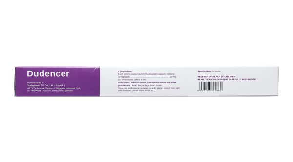 Dudencer 20mg trị trào ngược dạ dày, thực quản (3 vỉ x 10 viên)