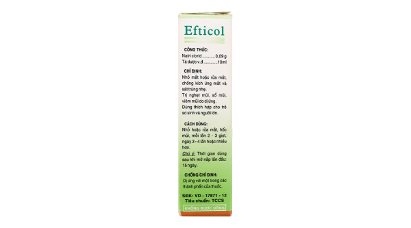 Dung dịch nhỏ mắt, mũi Efticol 0,9% chống kích ứng mắt, sát trùng nhẹ chai 10ml