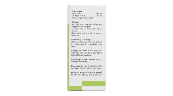 Dug dịch nhỏ mắt, mũi Natri Clorid Medipharco 0,9% vệ sinh mắt, mũi lọ 12ml