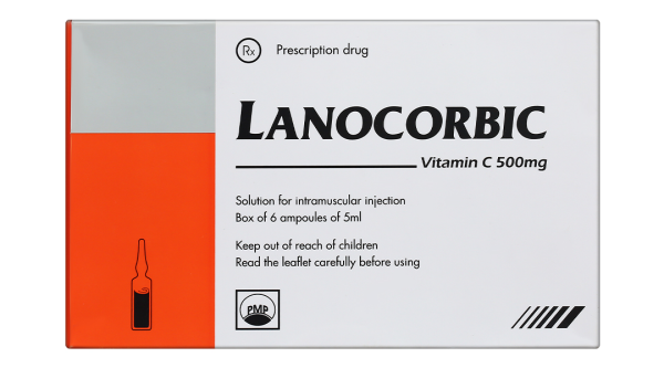 Dung dịch tiêm bắp Lanocorbic 500mg/5ml trị bệnh scorbut (6 ống x 5ml)