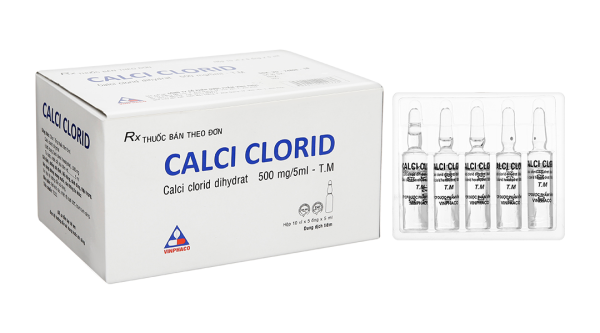 Thuốc tiêm Calci Clorid Vinphaco 500mg/5ml tăng nhanh nồng độ ion calci (50 ống x 5ml)