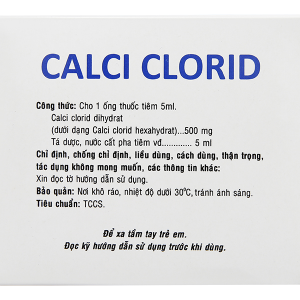 Thuốc tiêm Calci Clorid Vinphaco 500mg/5ml tăng nhanh nồng độ ion calci (50 ống x 5ml)