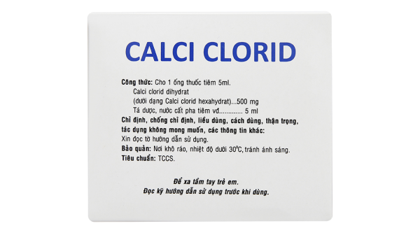 Thuốc tiêm Calci Clorid Vinphaco 500mg/5ml tăng nhanh nồng độ ion calci (50 ống x 5ml)