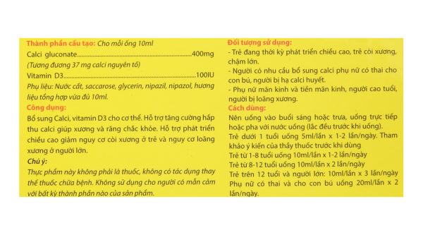 Siro Traly High bổ sung calci, vitamin D3 giúp xương, răng chắc khỏe hộp 15 ống x 10ml