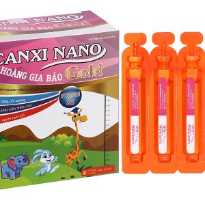 Dung dịch Canxi Nano Gold Hoàng Gia Bảo hỗ trợ chắc khỏe xương hộp 20 ống x 10ml