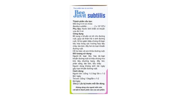 Dịch uống Beejuvit Subtilis bổ sung vi sinh đường ruột hộp 10 ống x 5ml