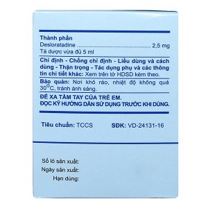 Dung dịch uống A.T Desloratadin trị viêm mũi, mề đay (30 ống x 5ml)
