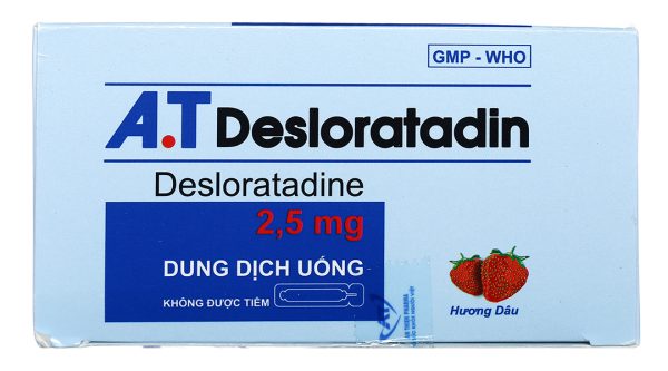 Dung dịch uống A.T Desloratadin trị viêm mũi, mề đay (30 ống x 5ml)
