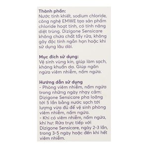 Dung dịch vệ sinh phụ nữ Dizigone Sensicare khử mùi, hết ngứa chai 300ml