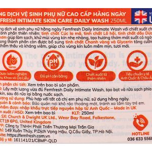 Dung dịch vệ sinh phụ nữ Femfresh Daily Wash giúp làm sạch, khử mùi chai 250ml