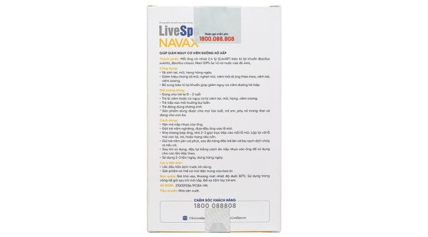 Dung dịch LiveSpo Navax vệ sinh tai, mũi, họng hàng ngày (10 ống x 4ml)