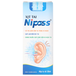 Dung dịch xịt tai Nipass hỗ trợ giảm viêm tai, kháng khuẩn chai 30ml